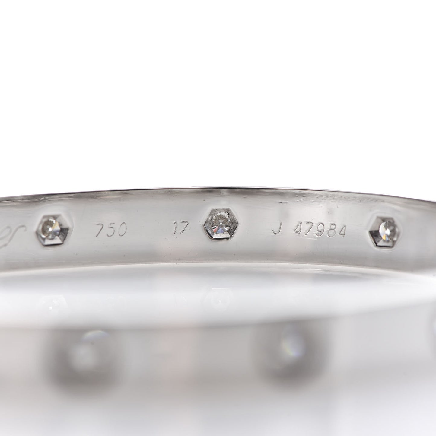 18K White Gold 10 Diamond LOVE Bracelet 17