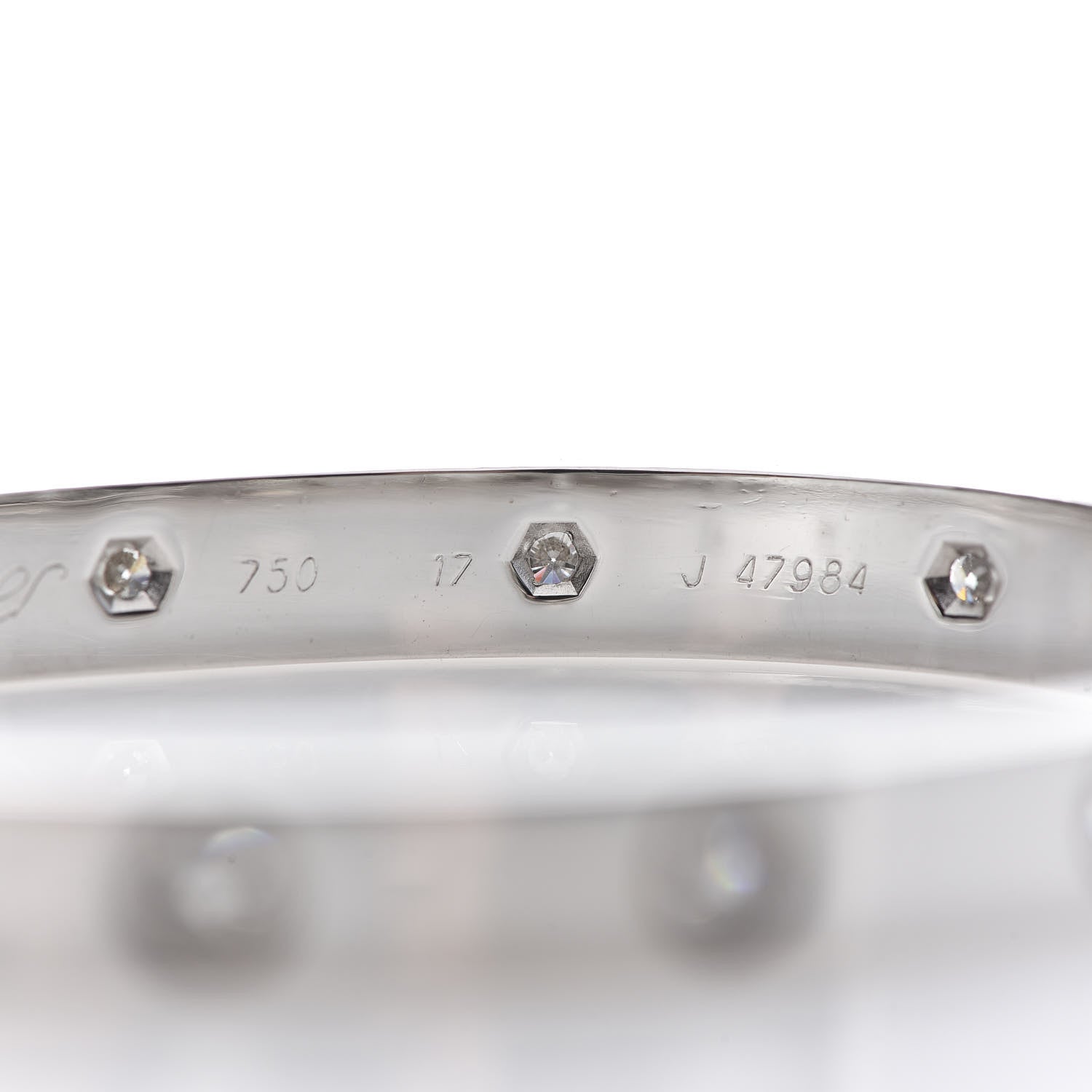 Cartier 18K White Gold 10 Diamond LOVE Bracelet 17 6 of 8