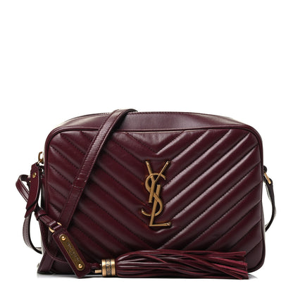 Saint Laurent Calfskin Matelasse Monogram Lou Camera Bag Dark Legion Red 1 of 9