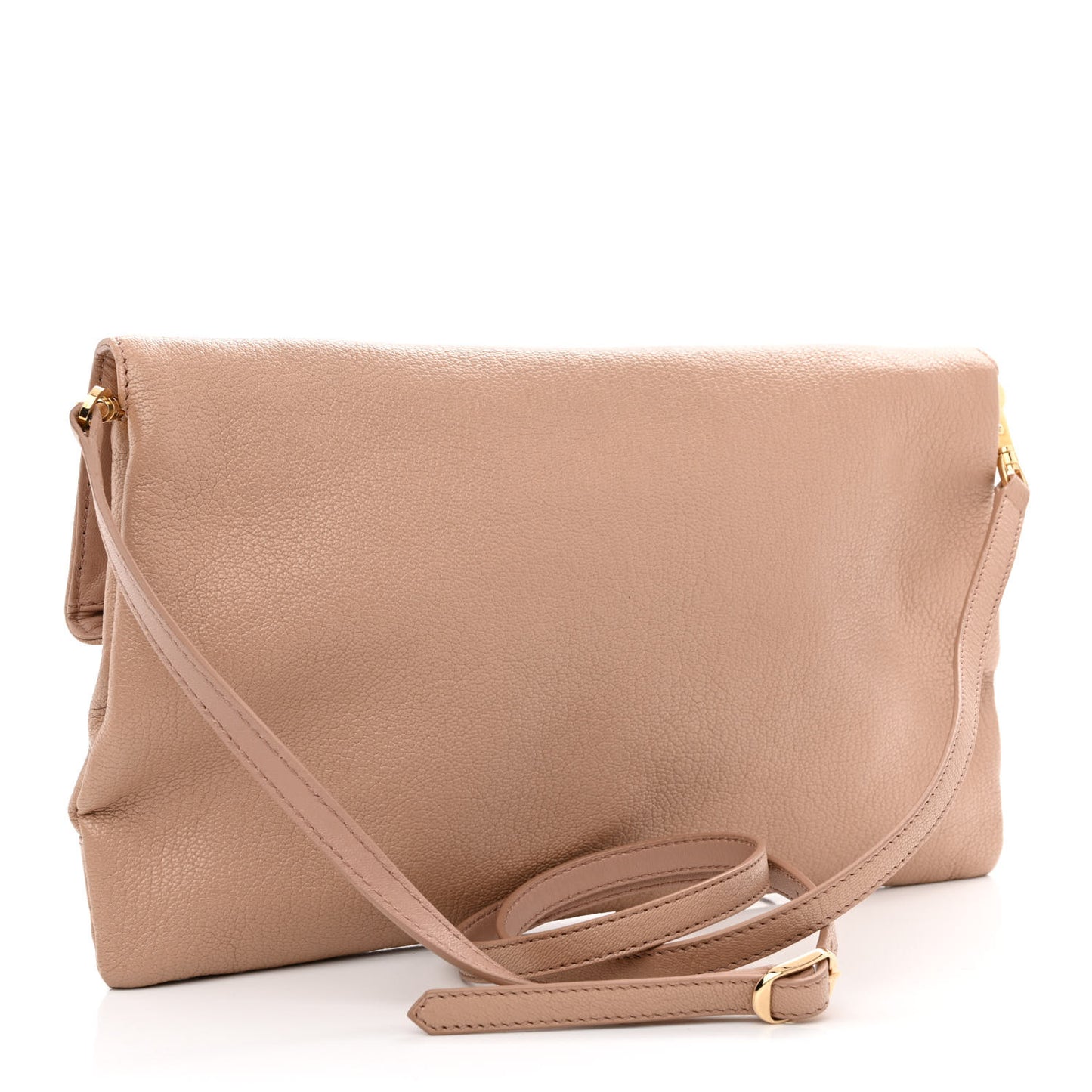 Chevre Gold Metallic Edge Hardware Envelope Clutch Rose Des Sables