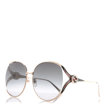 Gucci Metal Oversized Round Frame GG0225S Sunglasses Gold 1 of 8