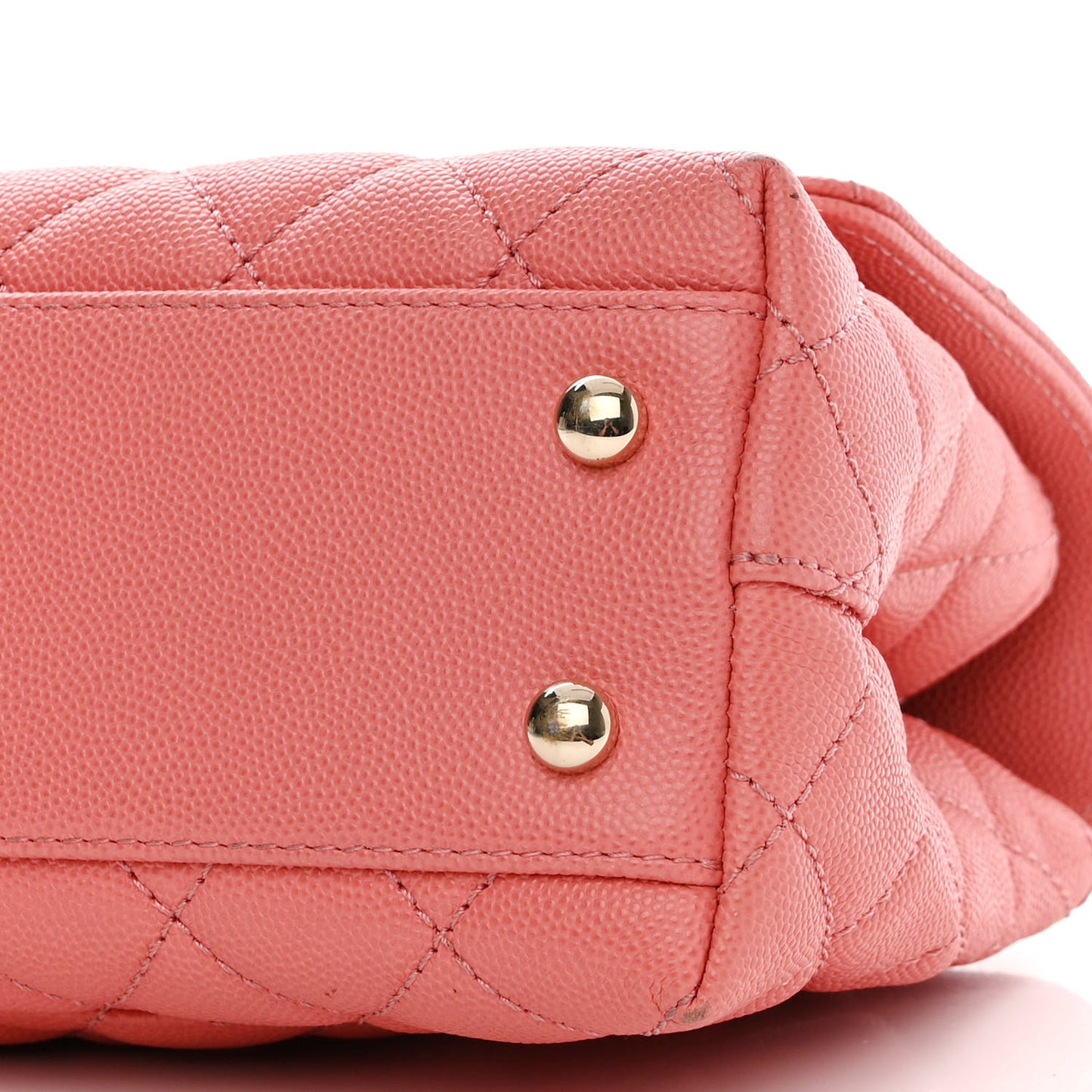 Caviar Quilted Mini Coco Handle Flap Coral