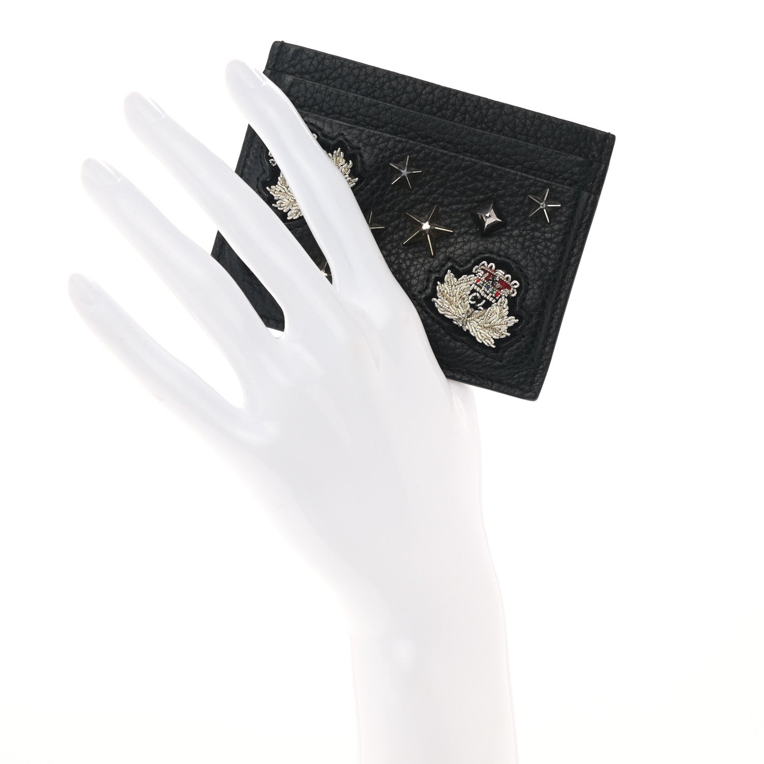 Christian Louboutin Grained Calfskin Kios Star Studded Card Holder Black 2 of 6