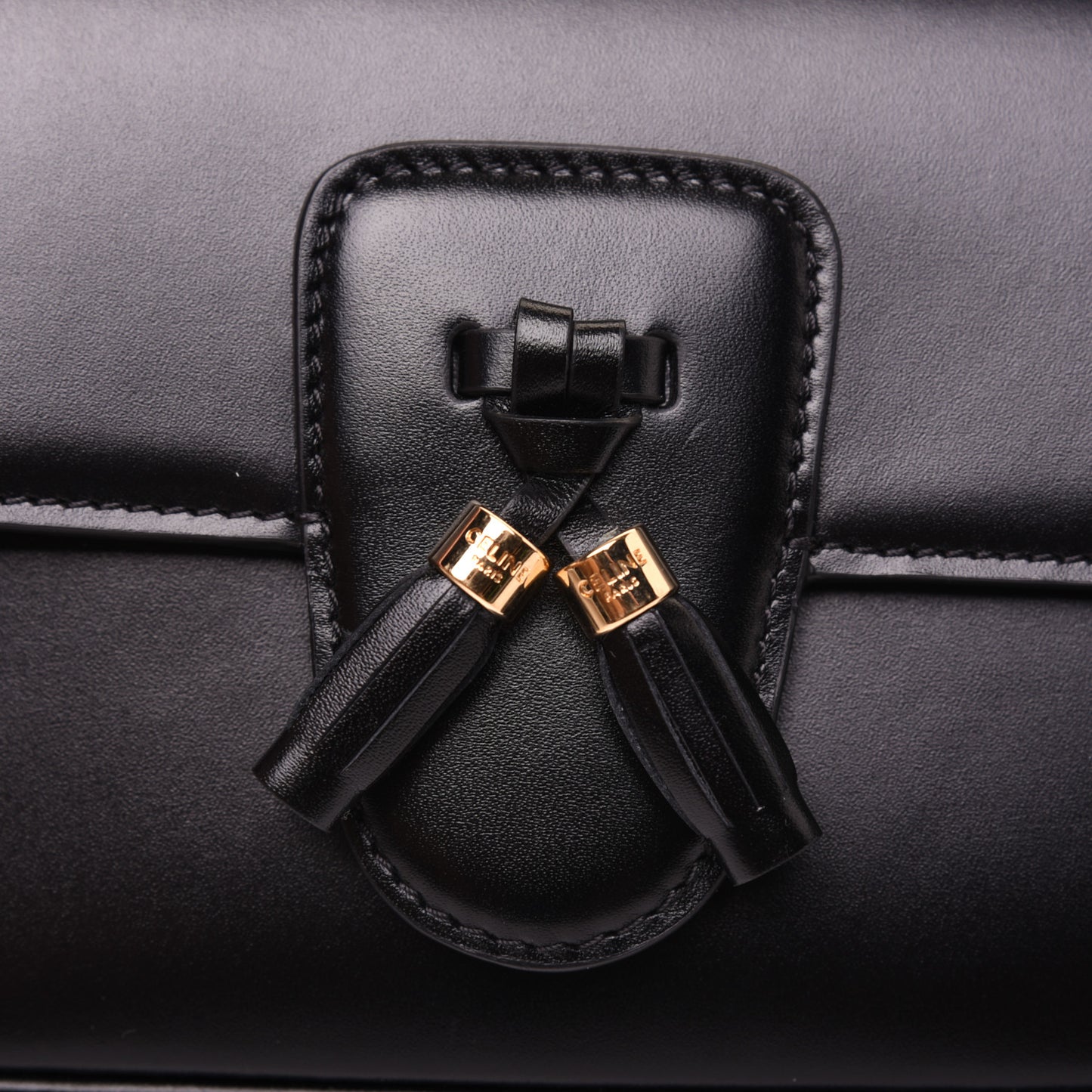 Smooth Calfskin Tassel Belt Bag Black