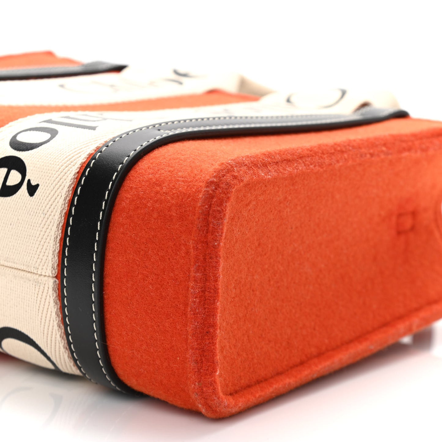 Felt Calfskin Small Woody Ribbon Tote With Strap Orange