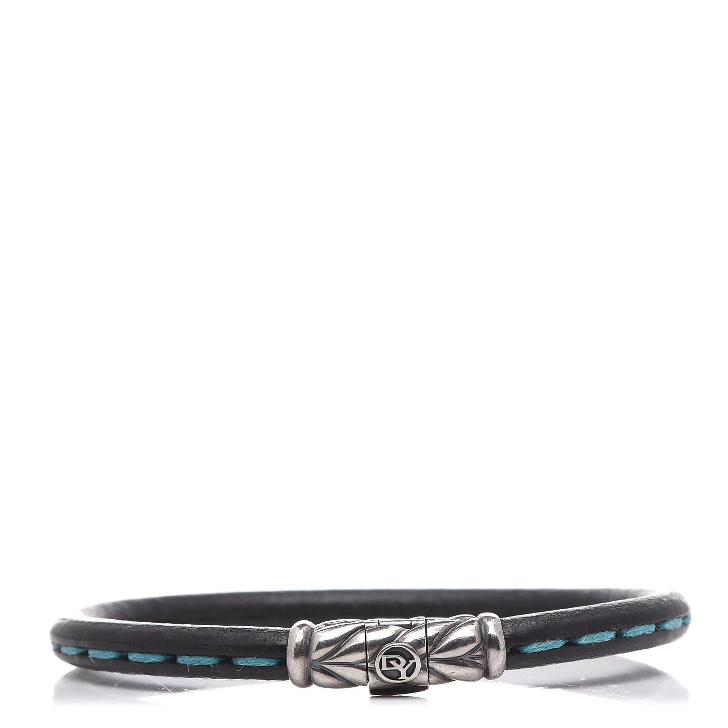 Sterling Silver Calfskin 5mm Stitched Bracelet Blue