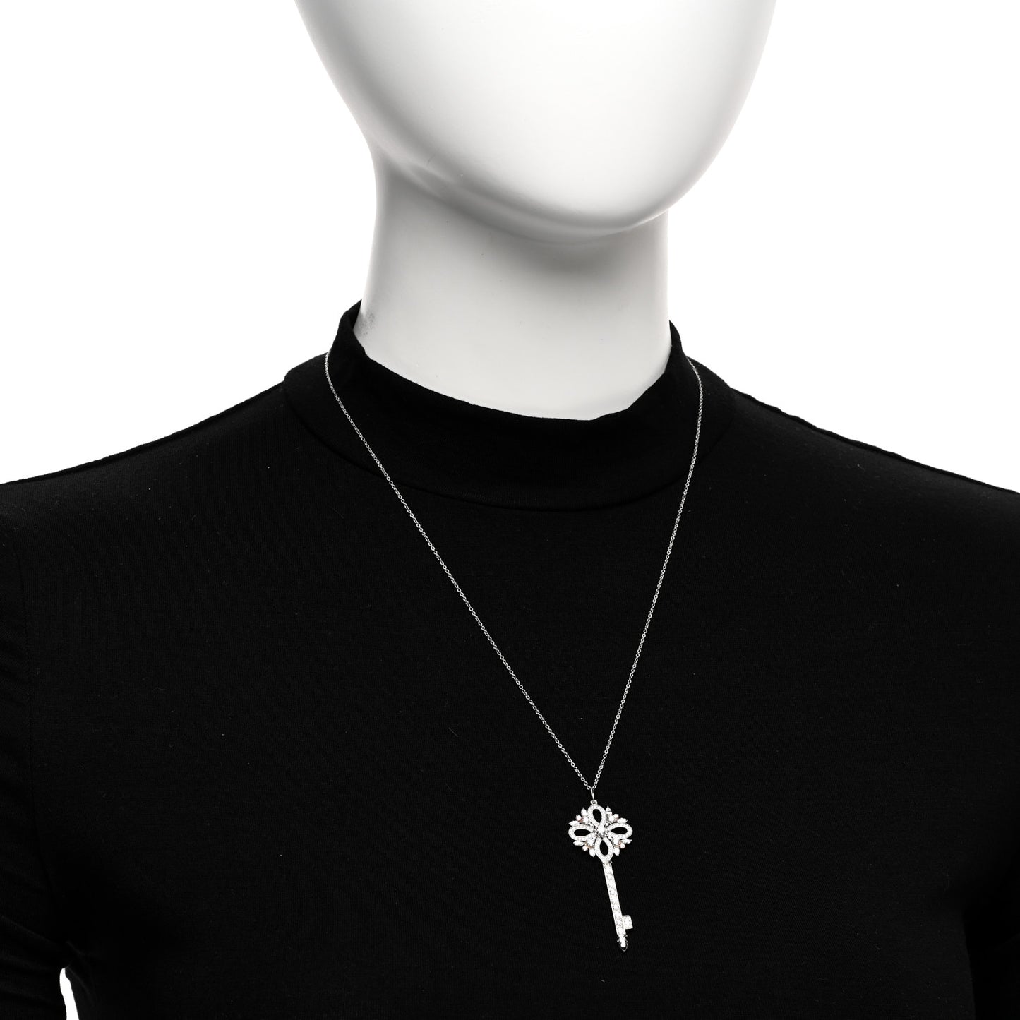 Platinum 18K Rose Gold Diamond Pink Diamond Victoria Key Pendant Necklace