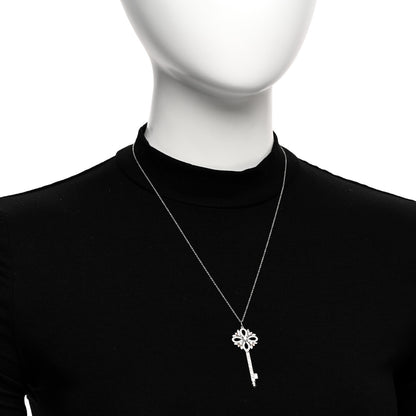 Tiffany Platinum 18K Rose Gold Diamond Pink Diamond Victoria Key Pendant Necklace 2 of 5