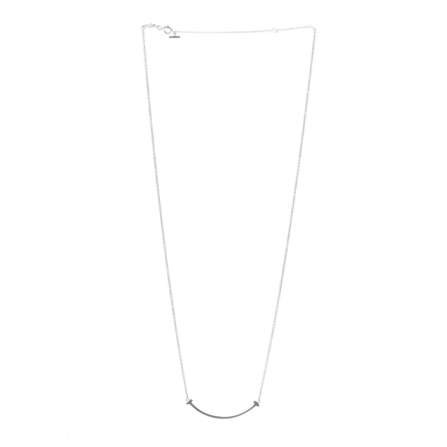 Tiffany Sterling Silver Small T Smile Pendant Necklace 3 of 5