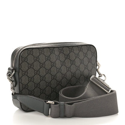 Gucci GG Supreme Monogram Textured Dollar Calfskin Web Ophidia Wristlet Shoulder Bag Grey Black Graphite Grey 2 of 8
