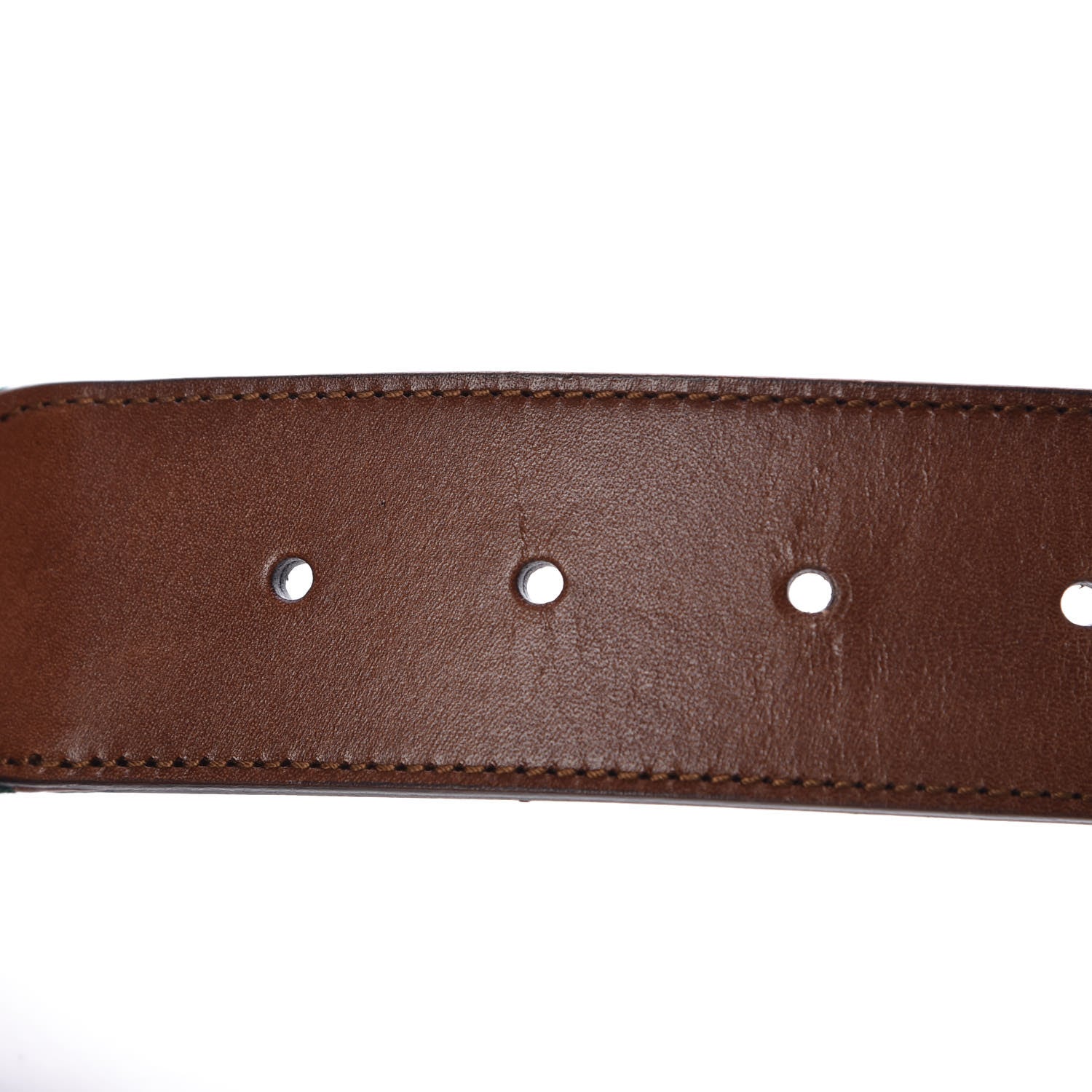 Gucci Nylon Calfskin Double G Web 40mm Belt 85 34 Green Red Cuir 11 of 11