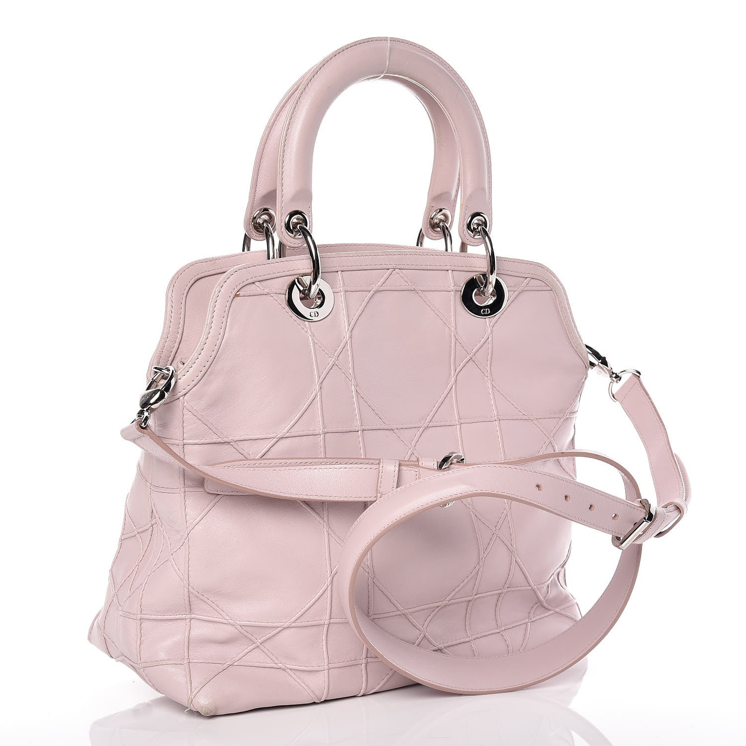 Christian Dior Lambskin Cannage Medium Granville Tote Pink 4 of 28
