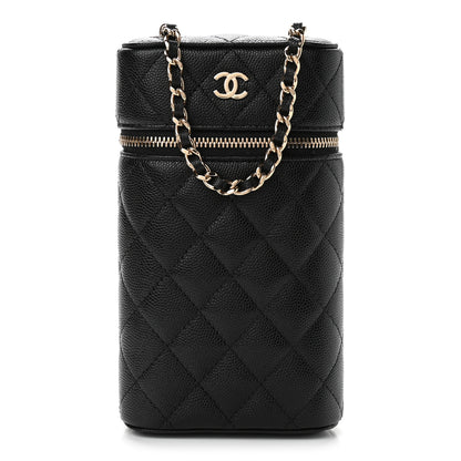 Chanel Caviar Quilted Phone Holder With Chain Black 1 of 11