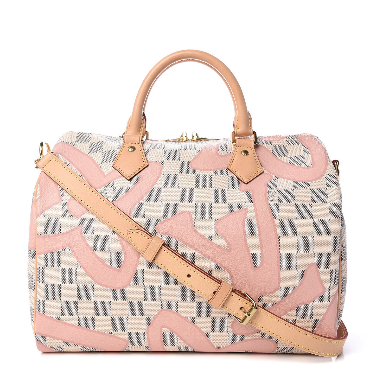 Damier Azur Tahitienne Speedy Bandouliere 30 Rose Ballerine