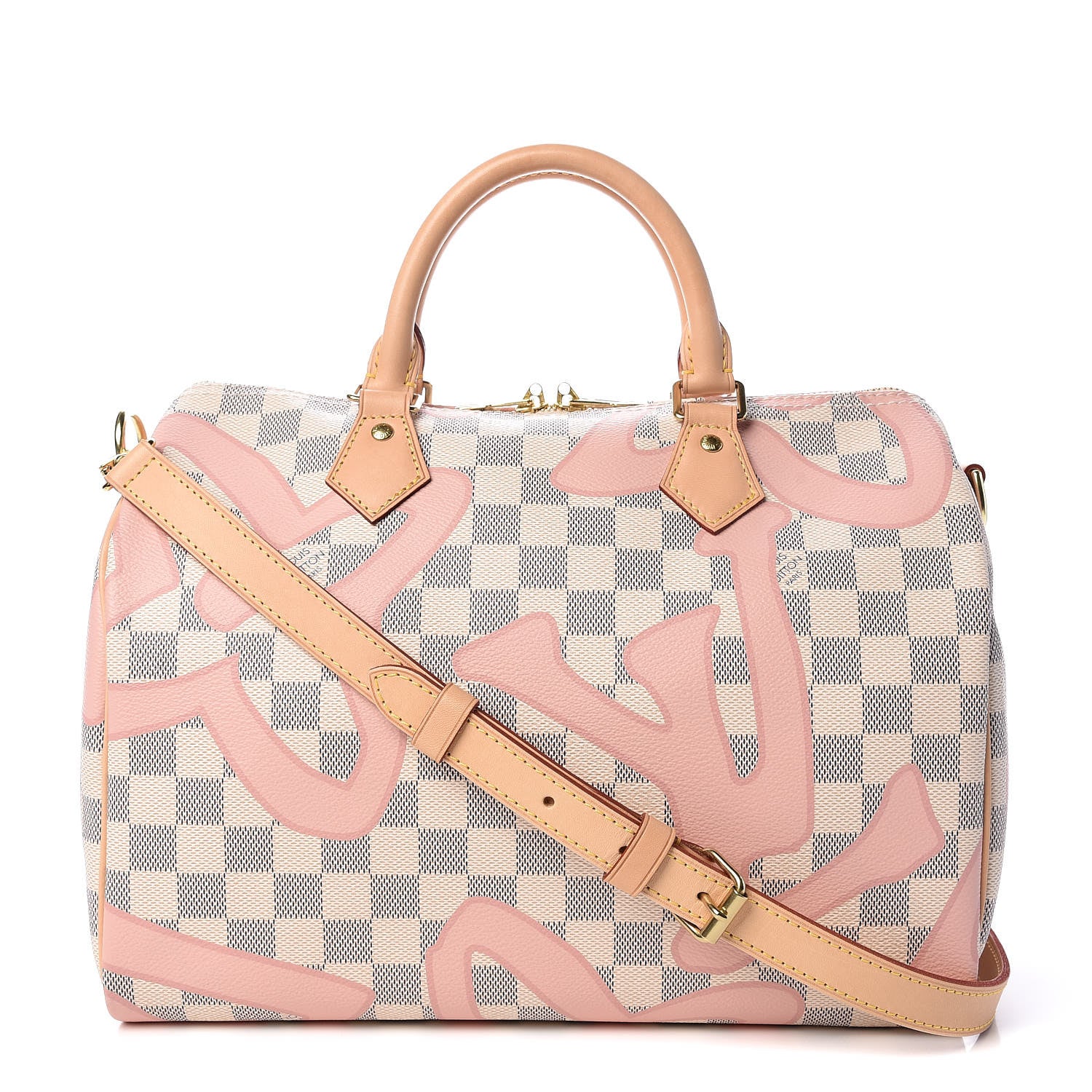 Louis Vuitton Damier Azur Tahitienne Speedy Bandouliere 30 Rose Ballerine 1 of 11