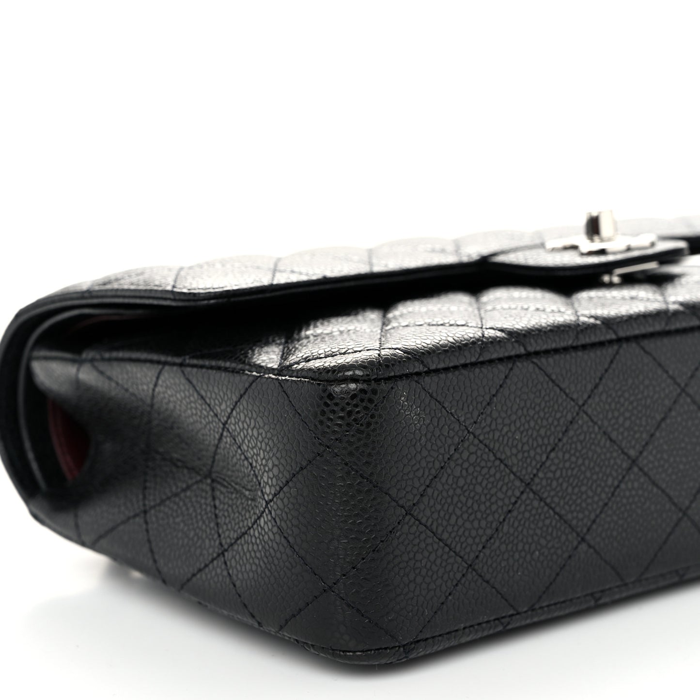 Caviar Quilted Medium Double Flap Black