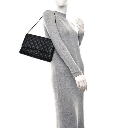 Chanel Lambskin Quilted Clutch with Chain Flap Black 2 of 10