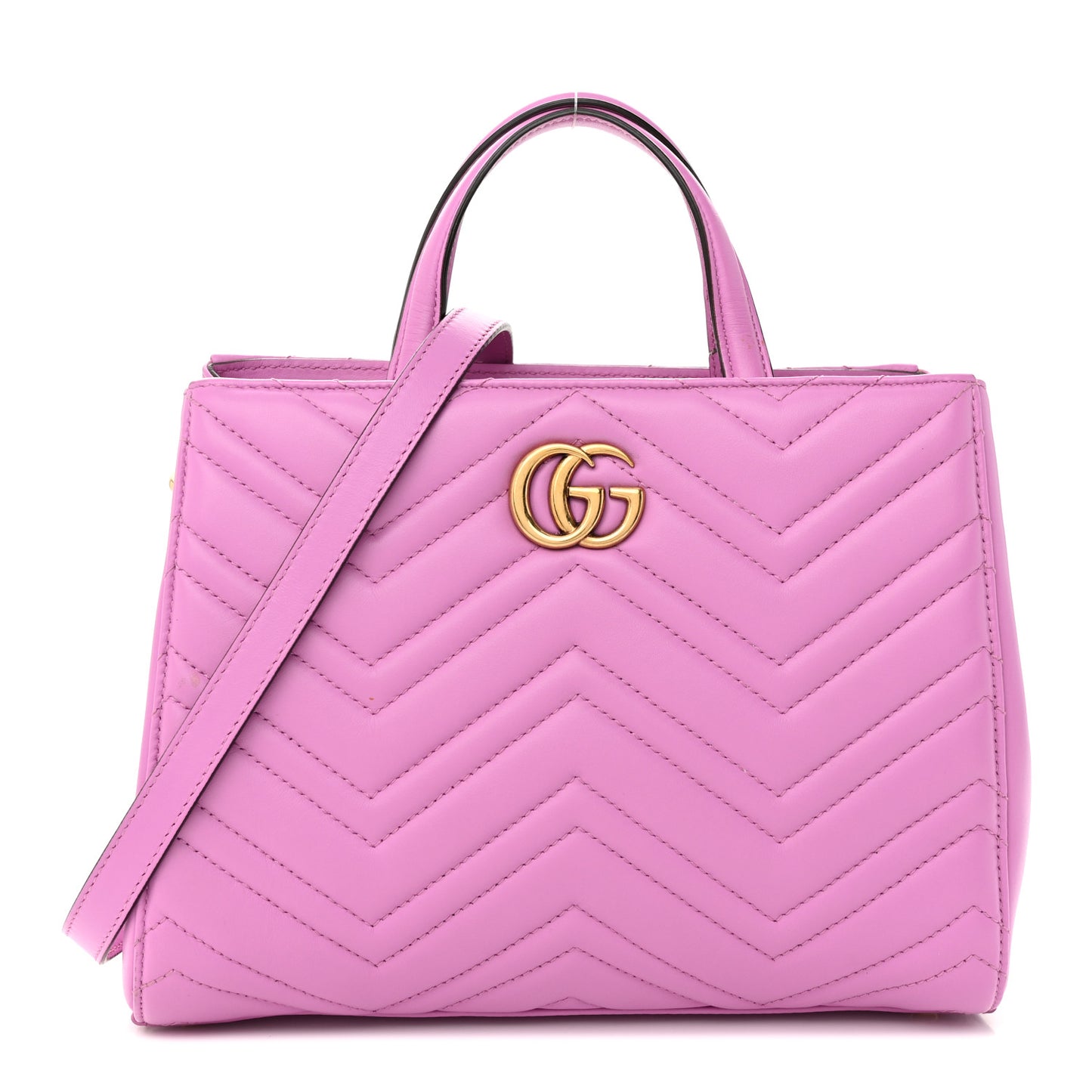 Calfskin Matelasse Small GG Marmont Tote Candy Mousse
