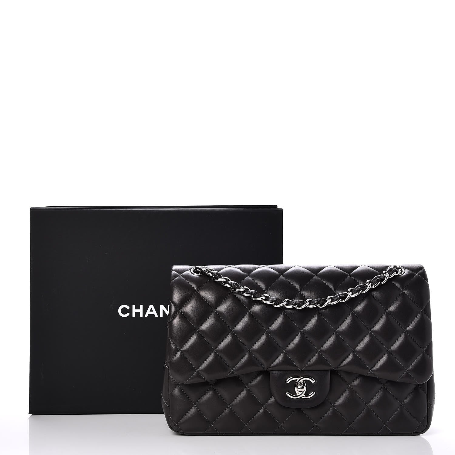 Chanel Lambskin Quilted Jumbo Double Flap Dark Grey 9 of 9