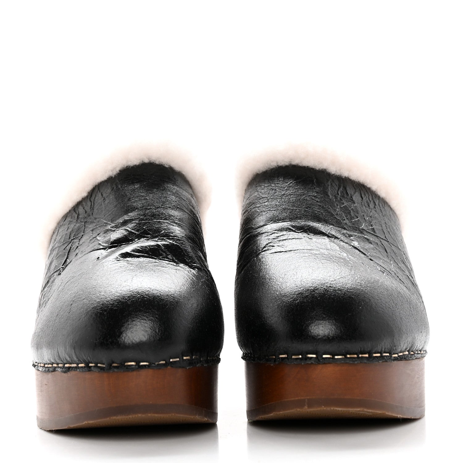 Chanel Crackled Sheepskin CC Mules 40 Black 2 of 12