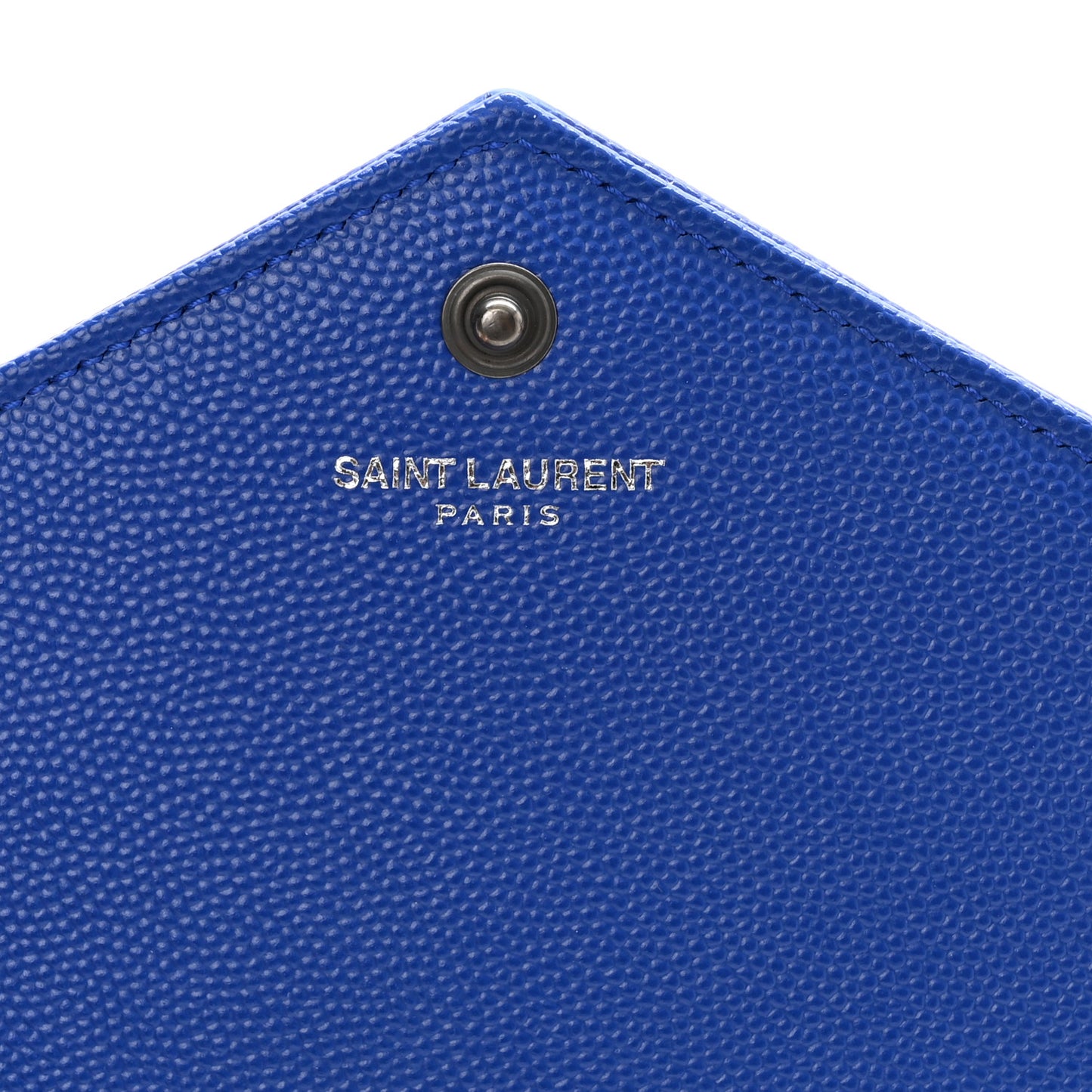 Grain De Poudre Matelasse Chevron Monogram Envelope Chain Wallet Blue Majorelle
