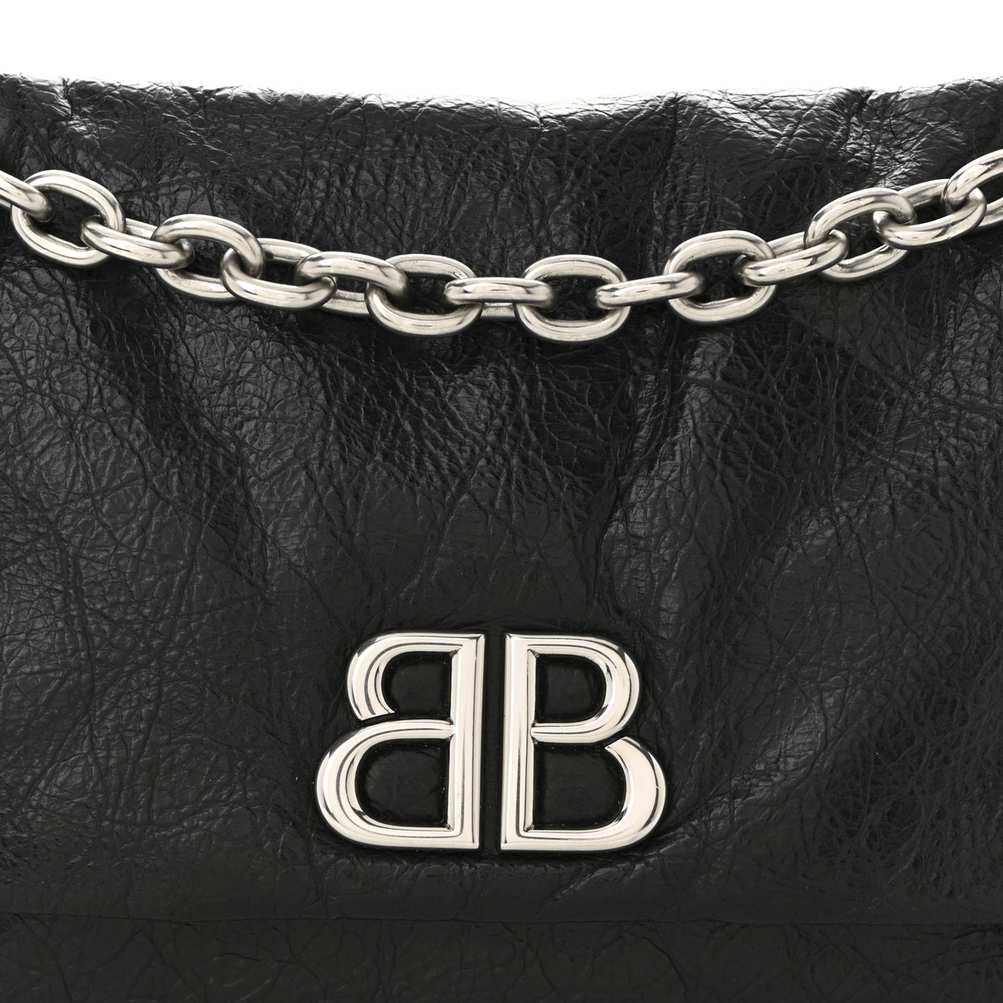 Arena Calfskin Mini Monaco Chain Shoulder Bag Black