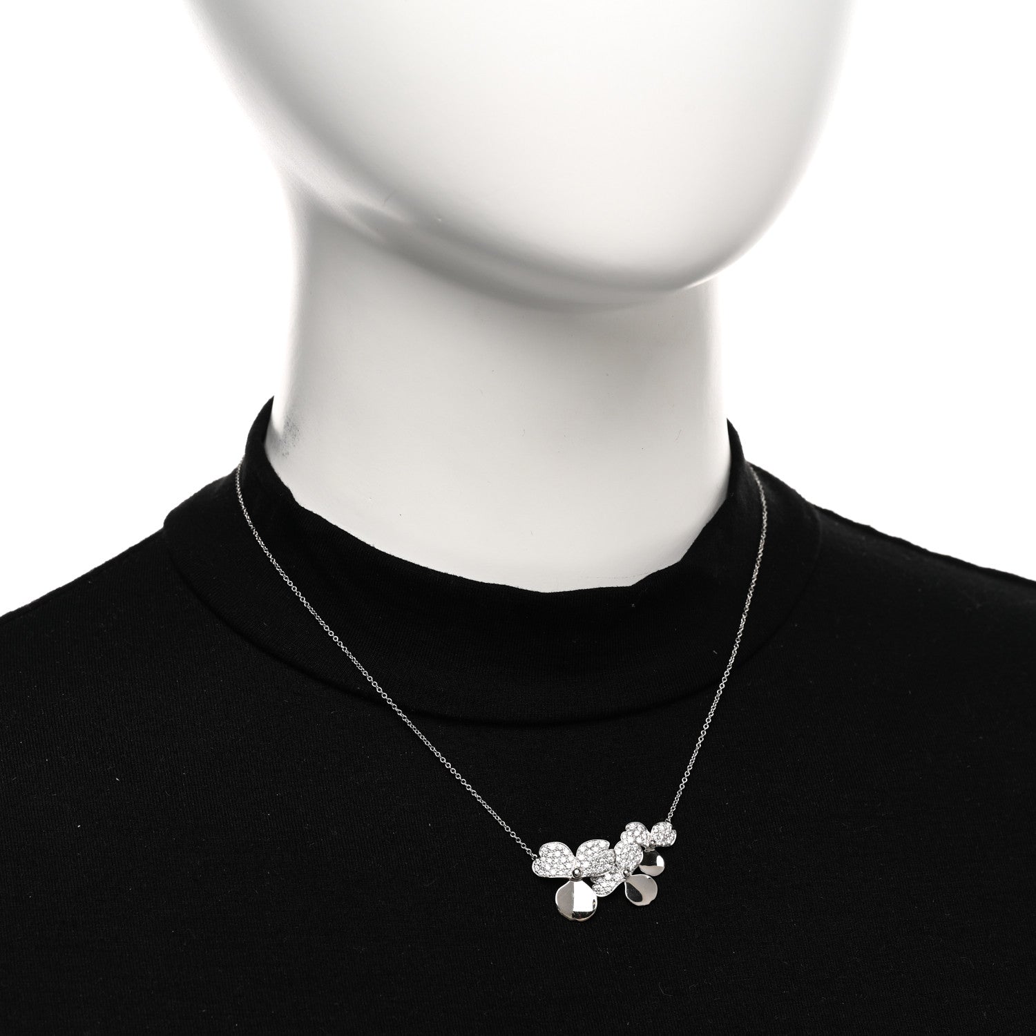 Tiffany Platinum Diamond Mini Paper Flowers Cluster Pendant Necklace 2 of 5