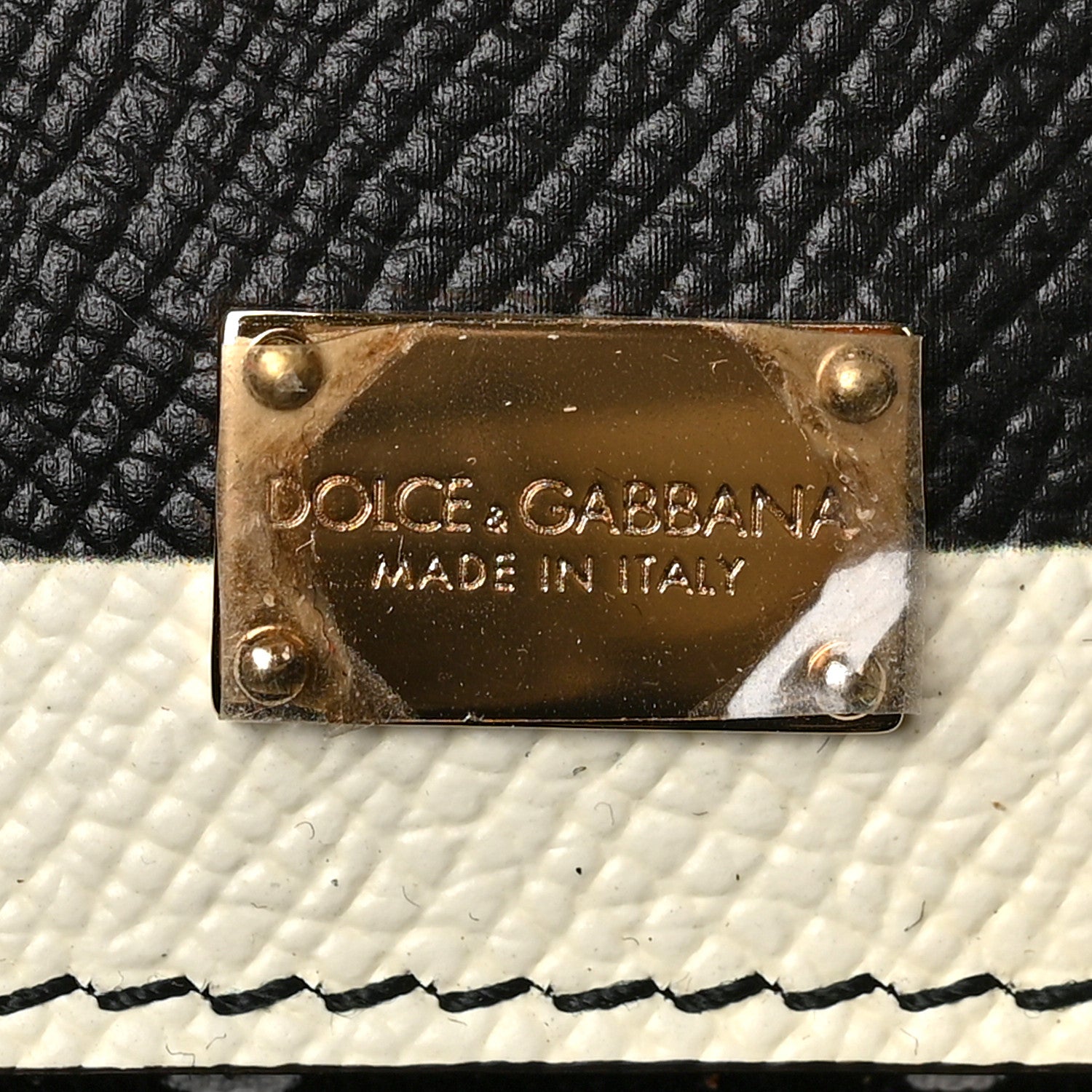 Dolce & Gabbana Dauphine Striped Top Handle Satchel Black White 5 of 7