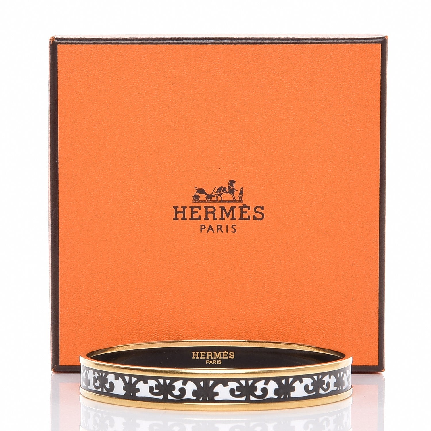 Hermes Enamel Printed Narrow Balcons Du Guadalquivir Bracelet 70 Black 6 of 6