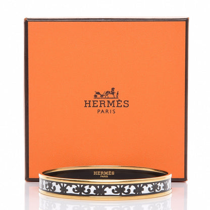 Hermes Enamel Printed Narrow Balcons Du Guadalquivir Bracelet 70 Black 6 of 6