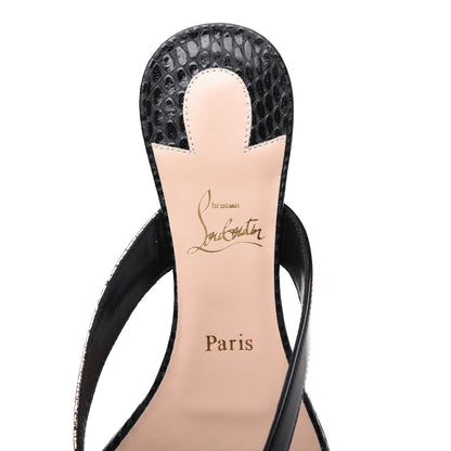 Christian Louboutin Patent Lame Cabaret Minimeyer Flat Sandals 36 Black Platine 7 of 9