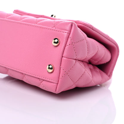 Chanel Caviar Quilted Lizard Embossed Extra Mini Coco Handle Flap Pink 9 of 10