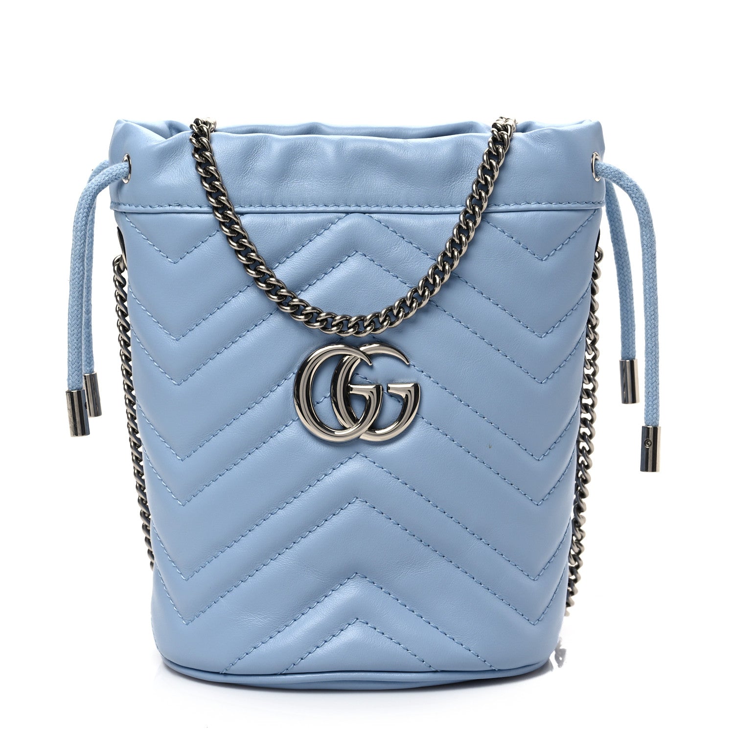 Gucci Calfskin Matelasse Mini GG Marmont 2.0 Bucket Bag Porcelain Light Blue 1 of 6