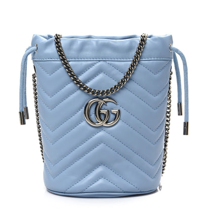 Gucci Calfskin Matelasse Mini GG Marmont 2.0 Bucket Bag Porcelain Light Blue 1 of 6