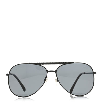 Chanel Metal Polarized Pilot Aviator Sunglasses 4231 Black 2 of 8