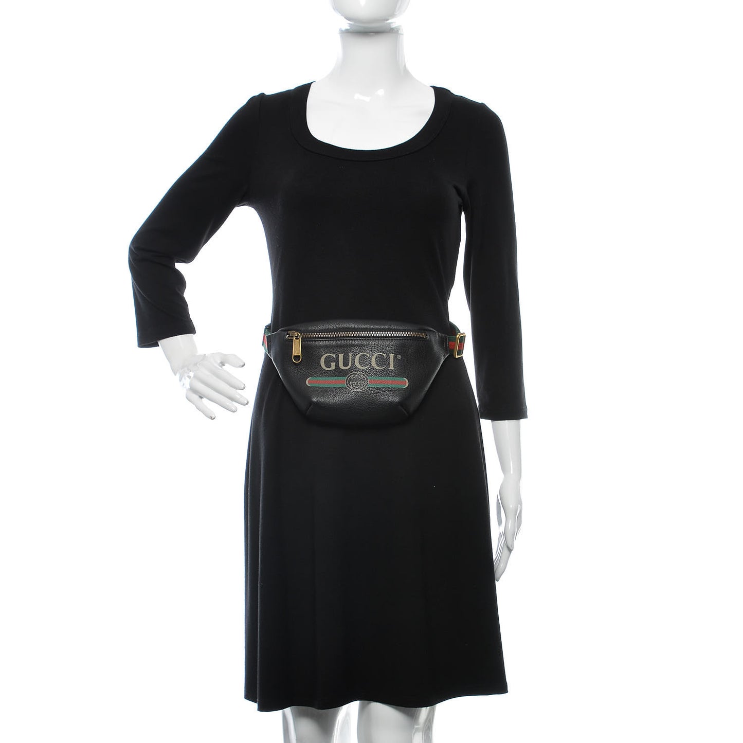 Grained Calfskin Small Logo Belt Bag Black