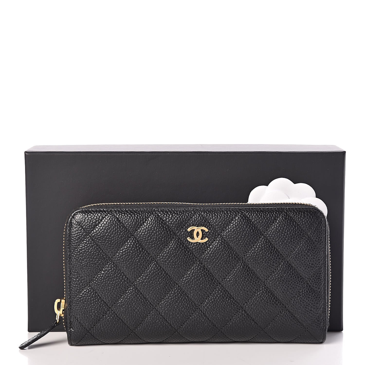 Chanel Caviar Quilted Large Gusset Zip Around Wallet Black 9 of 9