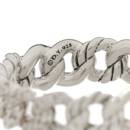 David Yurman Sterling Silver Diamond Narrow Belmont Curb Link Ring 54 7 4 of 5