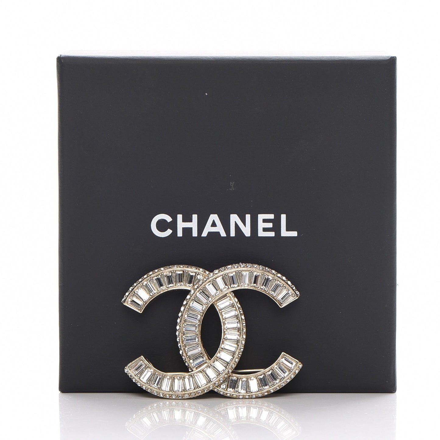 Baguette Crystal CC Brooch Light Gold