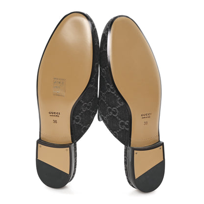 Gucci New Denim GG Malaga Kid Womens Princetown Slippers 38 Grey Black 6 of 10