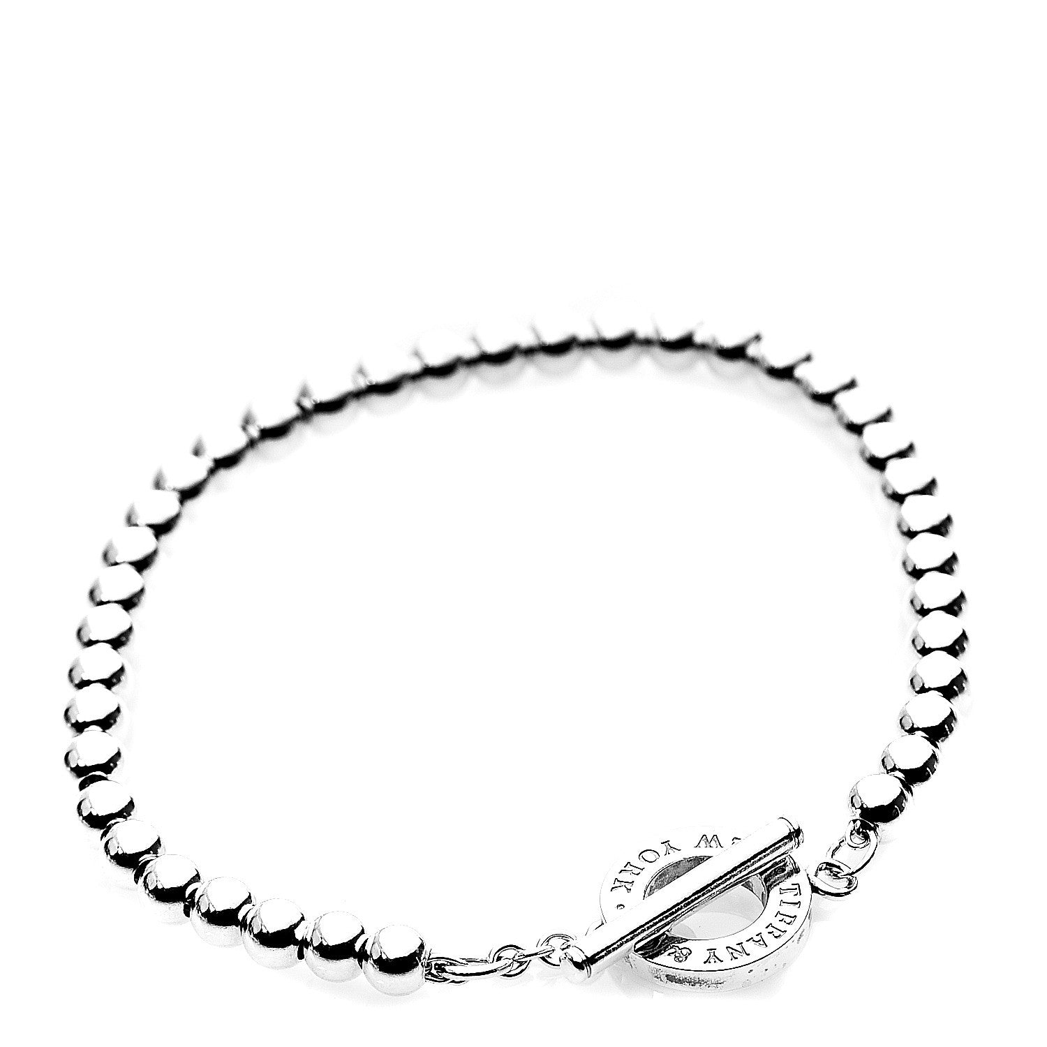 Tiffany Sterling Silver 4mm Beads Toggle Bracelet 1 of 3