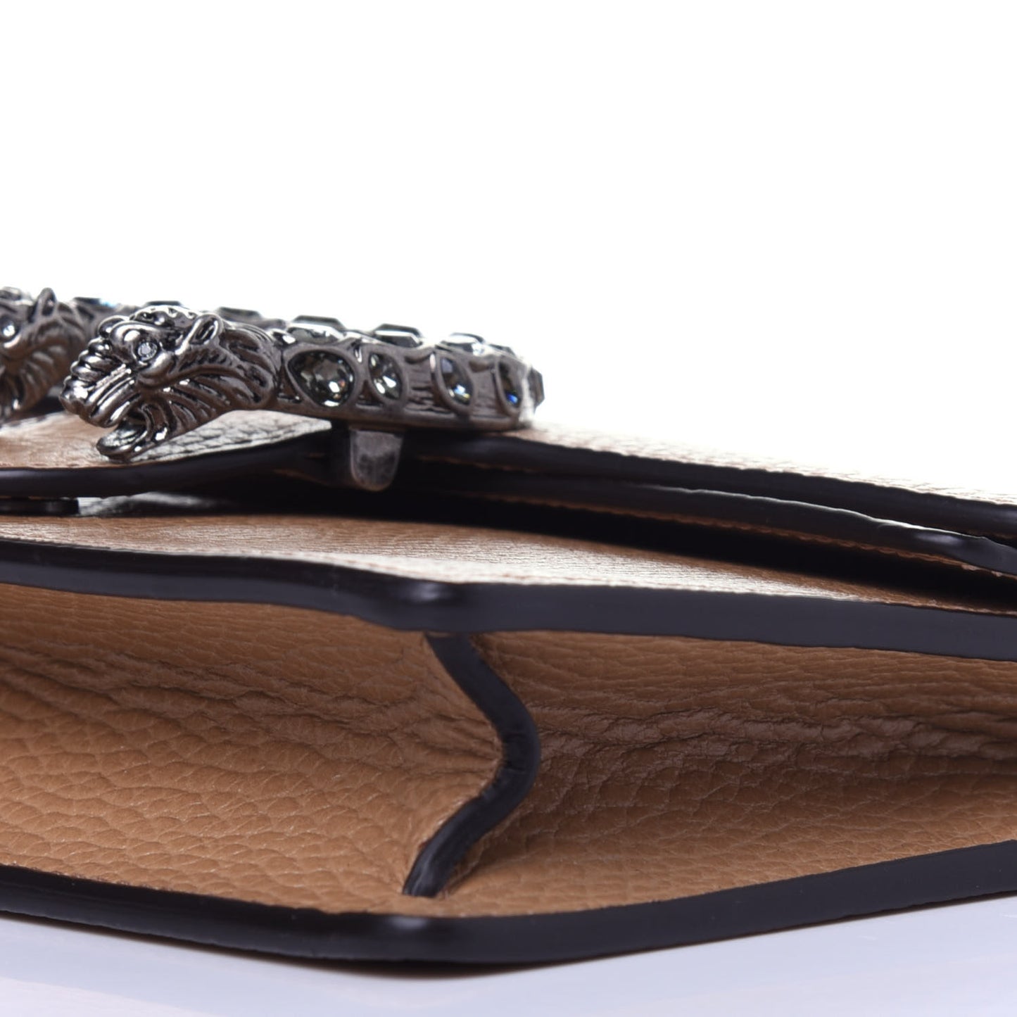 Dollar Calfskin Crystal Super Mini Dionysus Shoulder Bag Natural Tan Black Diamond