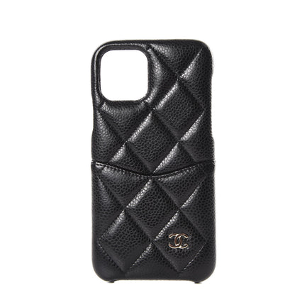 Chanel Grained Lambskin Quilted iPhone XI Pro Coco Tech Case Black 1 of 7
