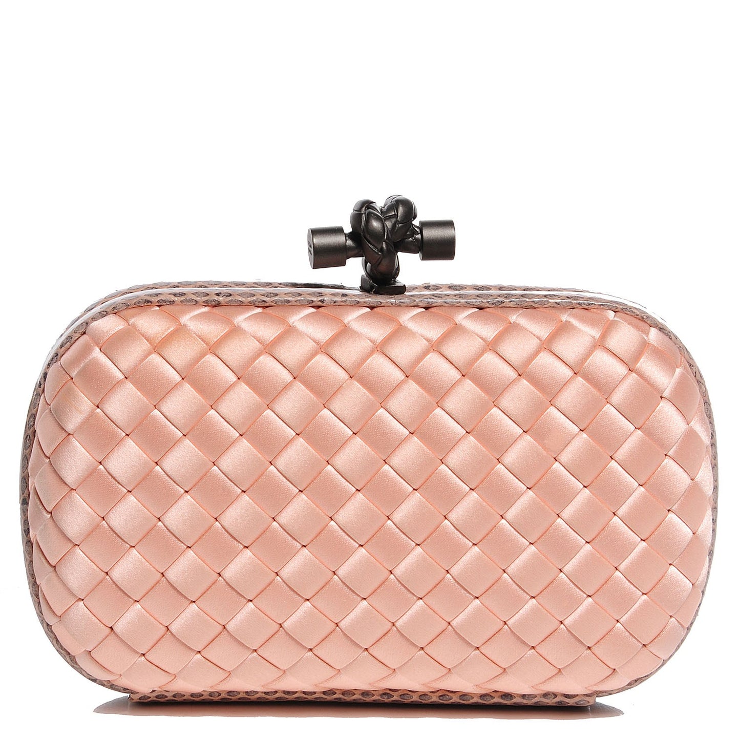 Satin Intreccio Impero Ayers Knot Clutch Flamingo