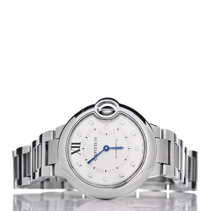 Cartier Stainless Steel Diamond 33mm Ballon Bleu De Automatic Watch 3 of 9