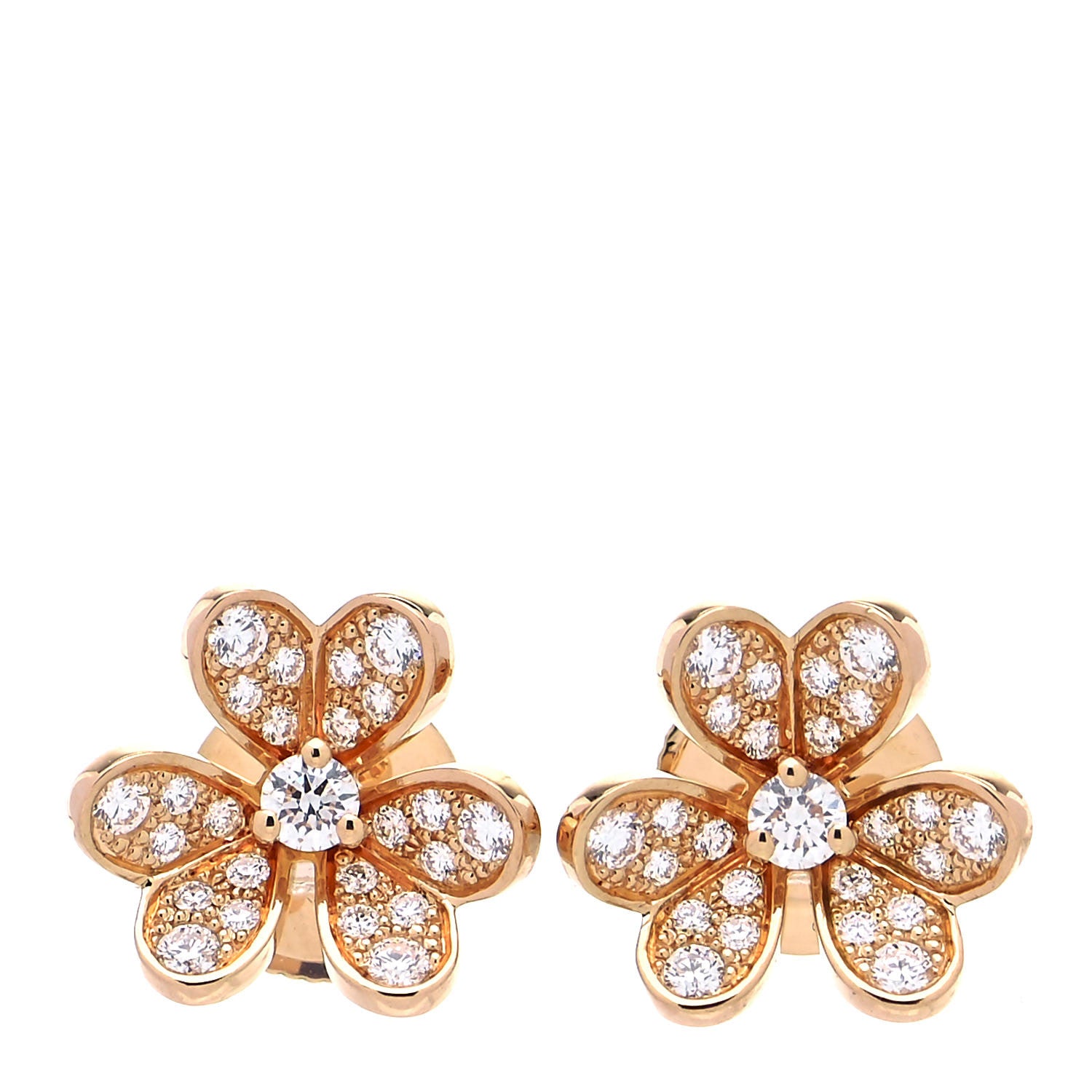 Van Cleef & Arpels 18K Rose Gold Diamond Mini Frivole Pave Earrings 1 of 6