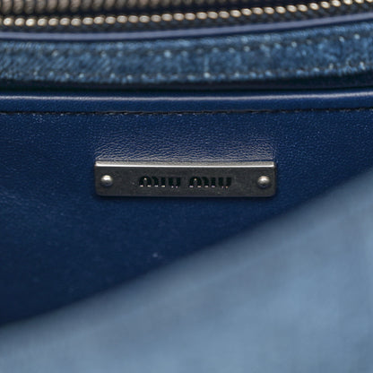 Miu Miu Denim Velvet Tresse Shoulder Bag Blue Green 6 of 10