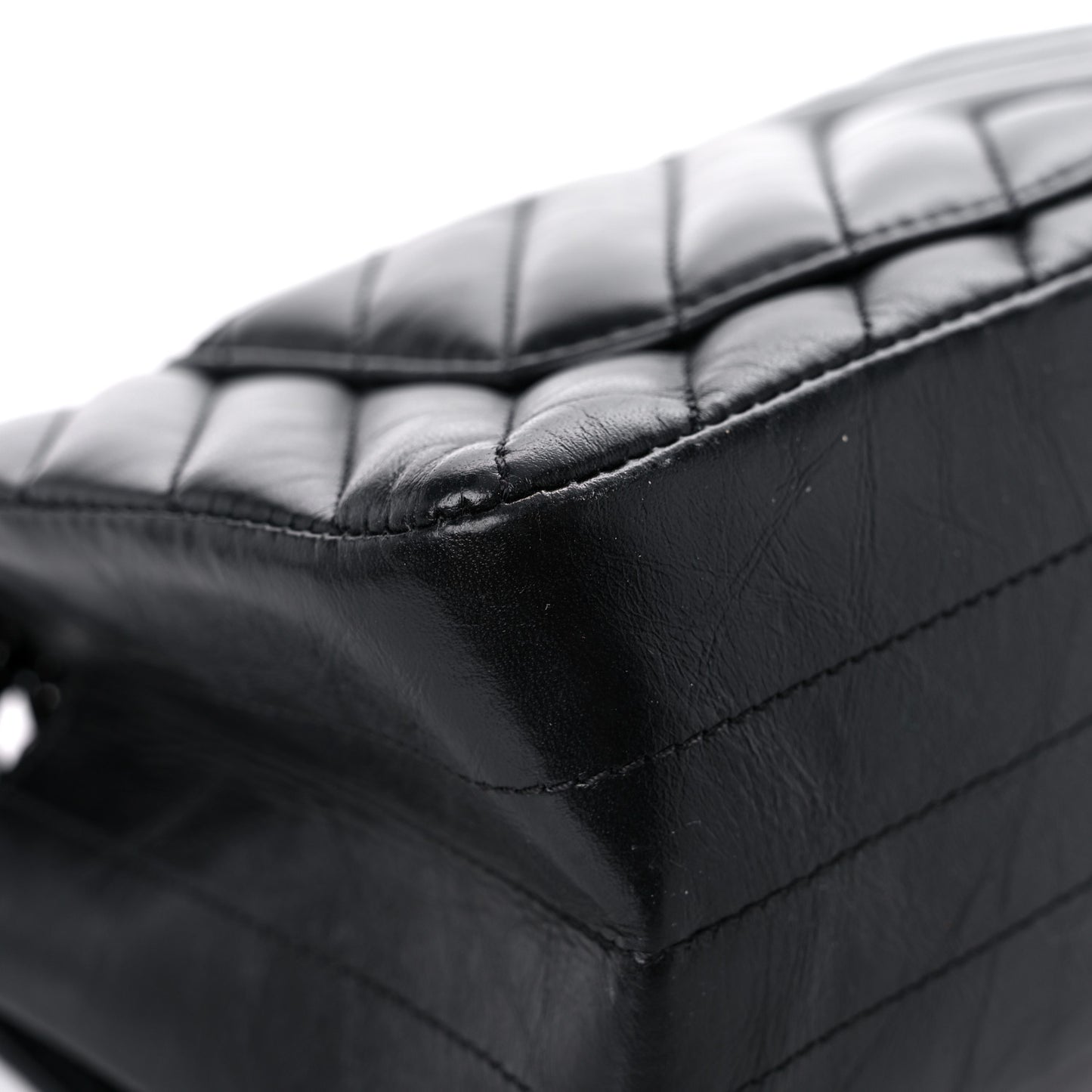 Aged Calfskin Chevron Quilted 2.55 Reissue Mini Flap So Black