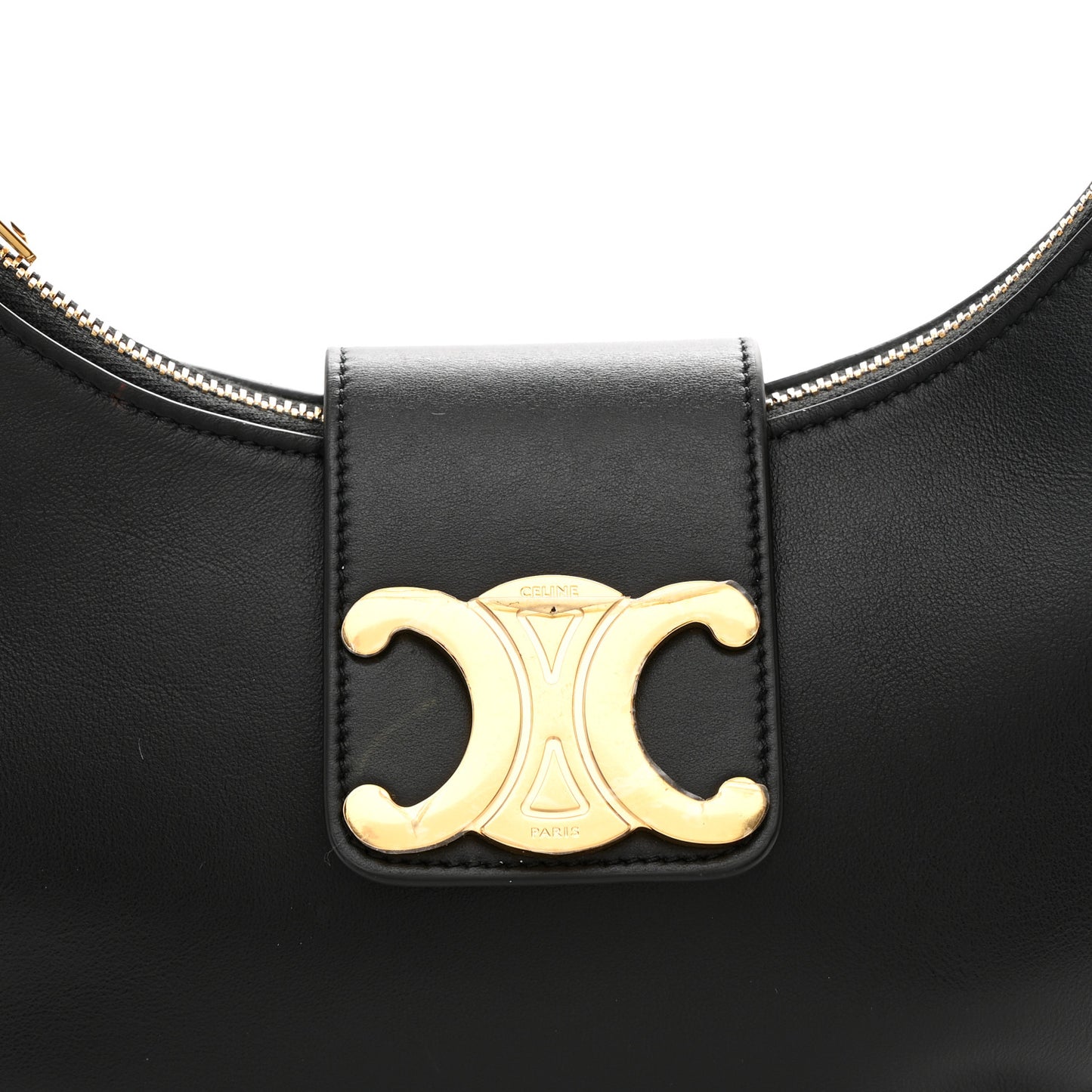 Smooth Calfskin Medium Strap Ava Triomphe Shoulder Bag Black