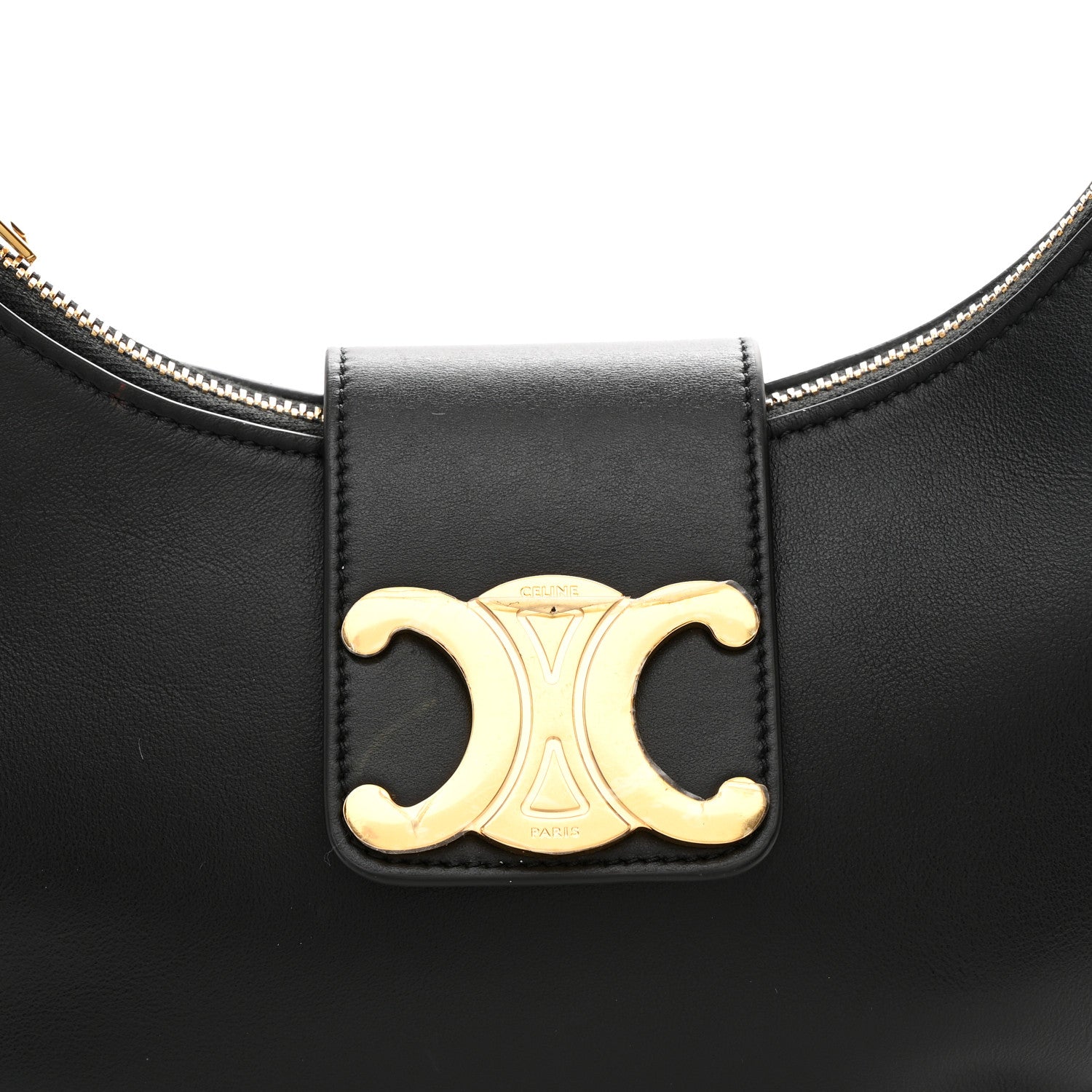 Celine Smooth Calfskin Medium Strap Ava Triomphe Shoulder Bag Black 7 of 9